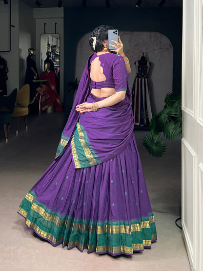Purple Color Zari Weaving Work Chanderi Lehenga Choli