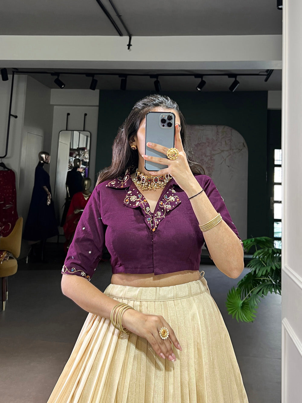 Off White Color Printed With Zari Weaving Work Poly Cotton Co-ord Set