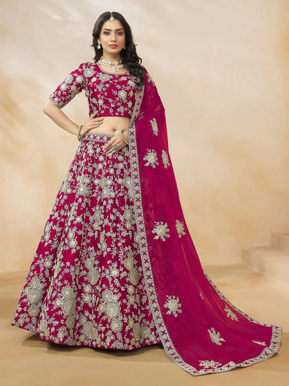 Outstanding Hot Pink Dori Embroidery Silk Engagement Wear Lehenga Choli - Zeel Clothing