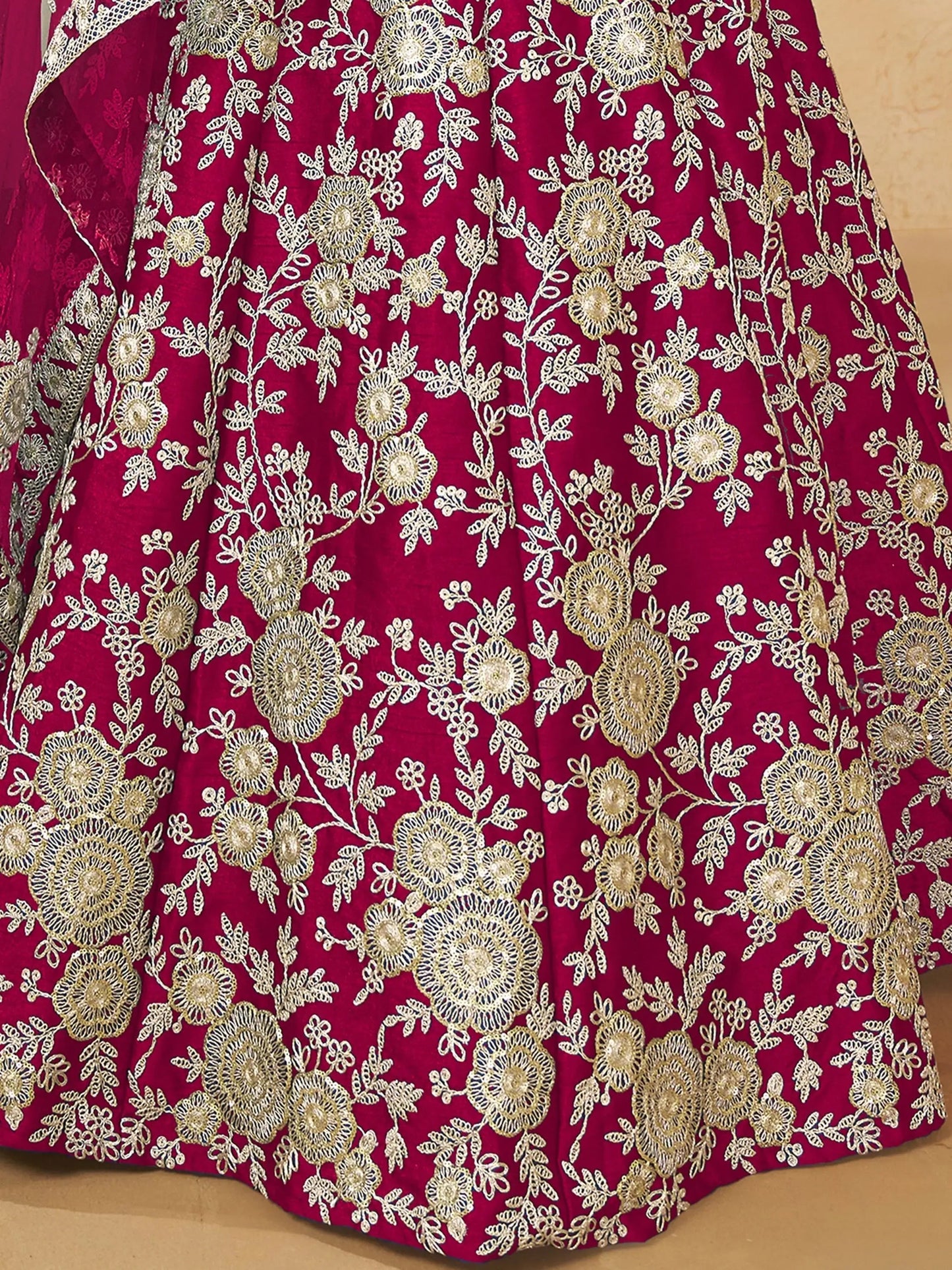 Outstanding Hot Pink Dori Embroidery Silk Engagement Wear Lehenga Choli - Zeel Clothing