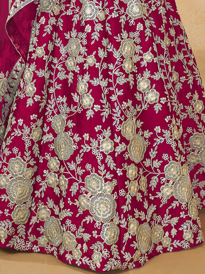 Outstanding Hot Pink Dori Embroidery Silk Engagement Wear Lehenga Choli - Zeel Clothing