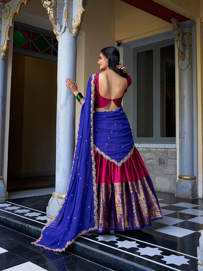 Pink Color Zari Weaving Work Narayan Pattu Lehenga Choli