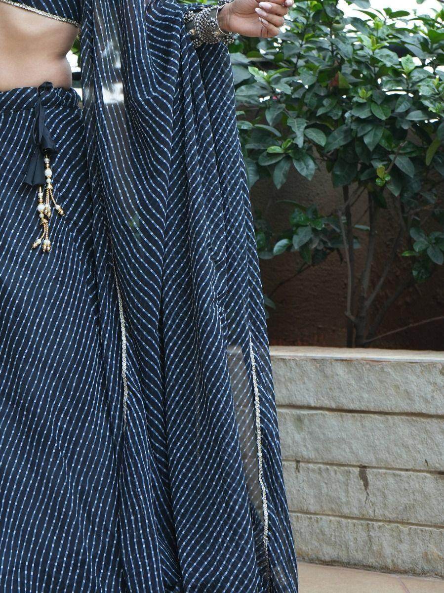 Precious Black Laheriya Print Georgette Lehenga Choli With Dupatta - Zeel Clothing