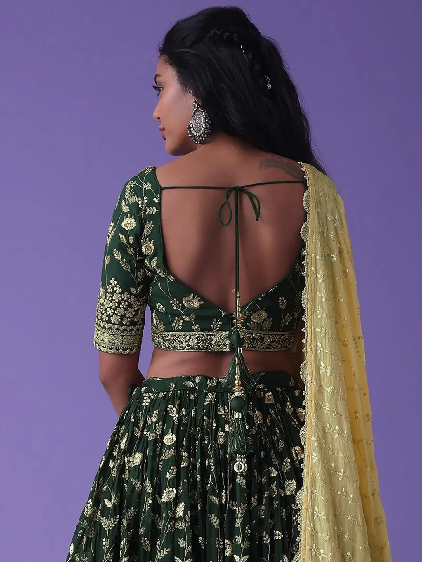 Precious Green Dori Embroidered Georgette Bridal Wear Lehenga Choli - Zeel Clothing