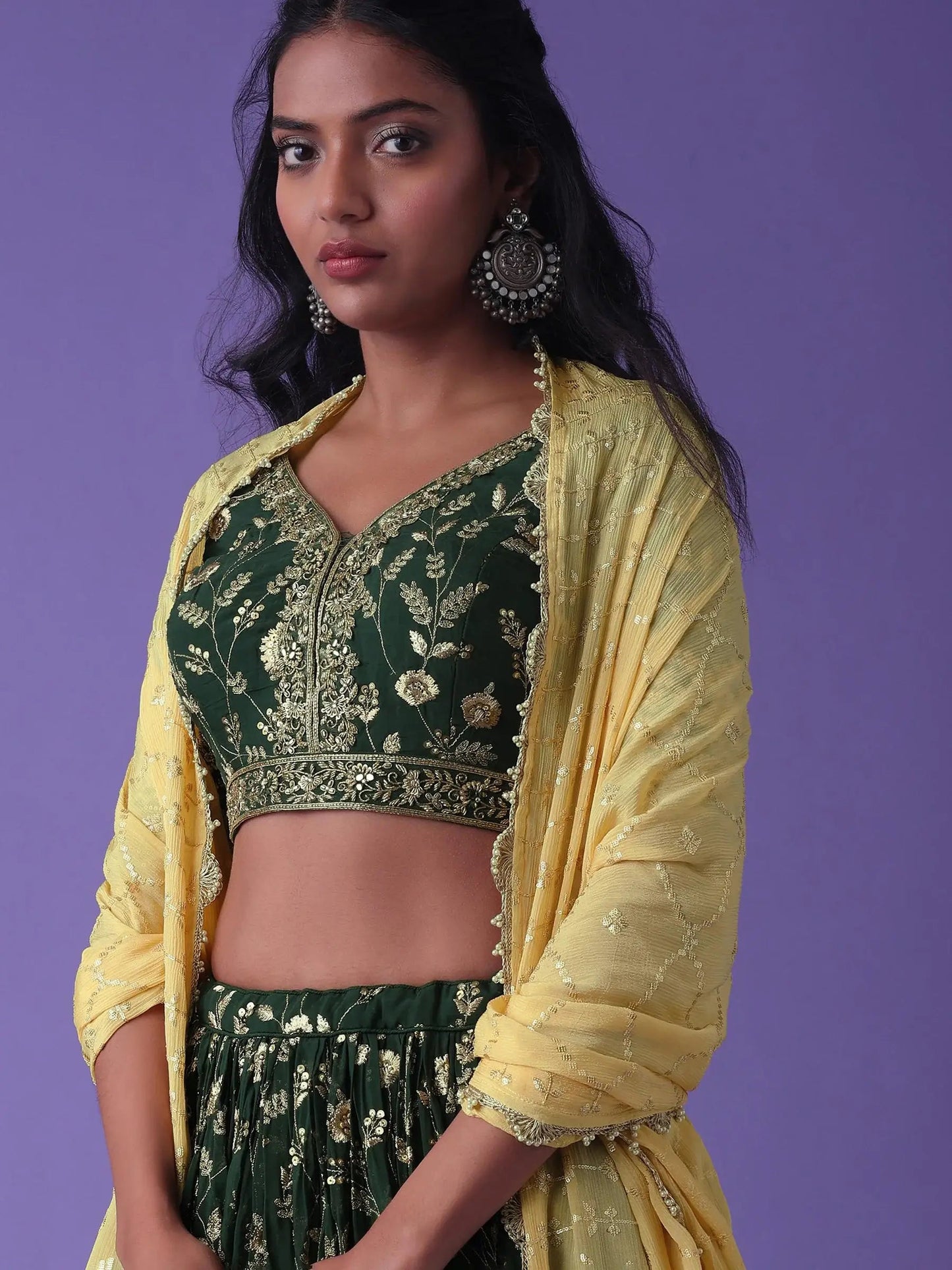 Precious Green Dori Embroidered Georgette Bridal Wear Lehenga Choli - Zeel Clothing