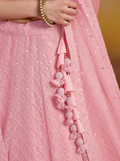 Precious Pink Sequins Georgette Festival Wear Lehenga Choli - Zeel Clothing