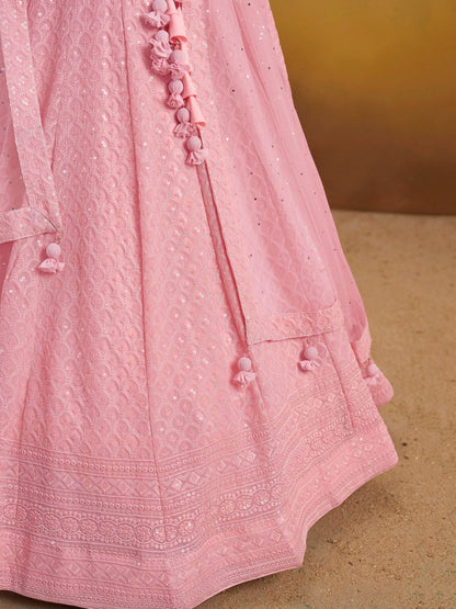 Precious Pink Sequins Georgette Festival Wear Lehenga Choli - Zeel Clothing