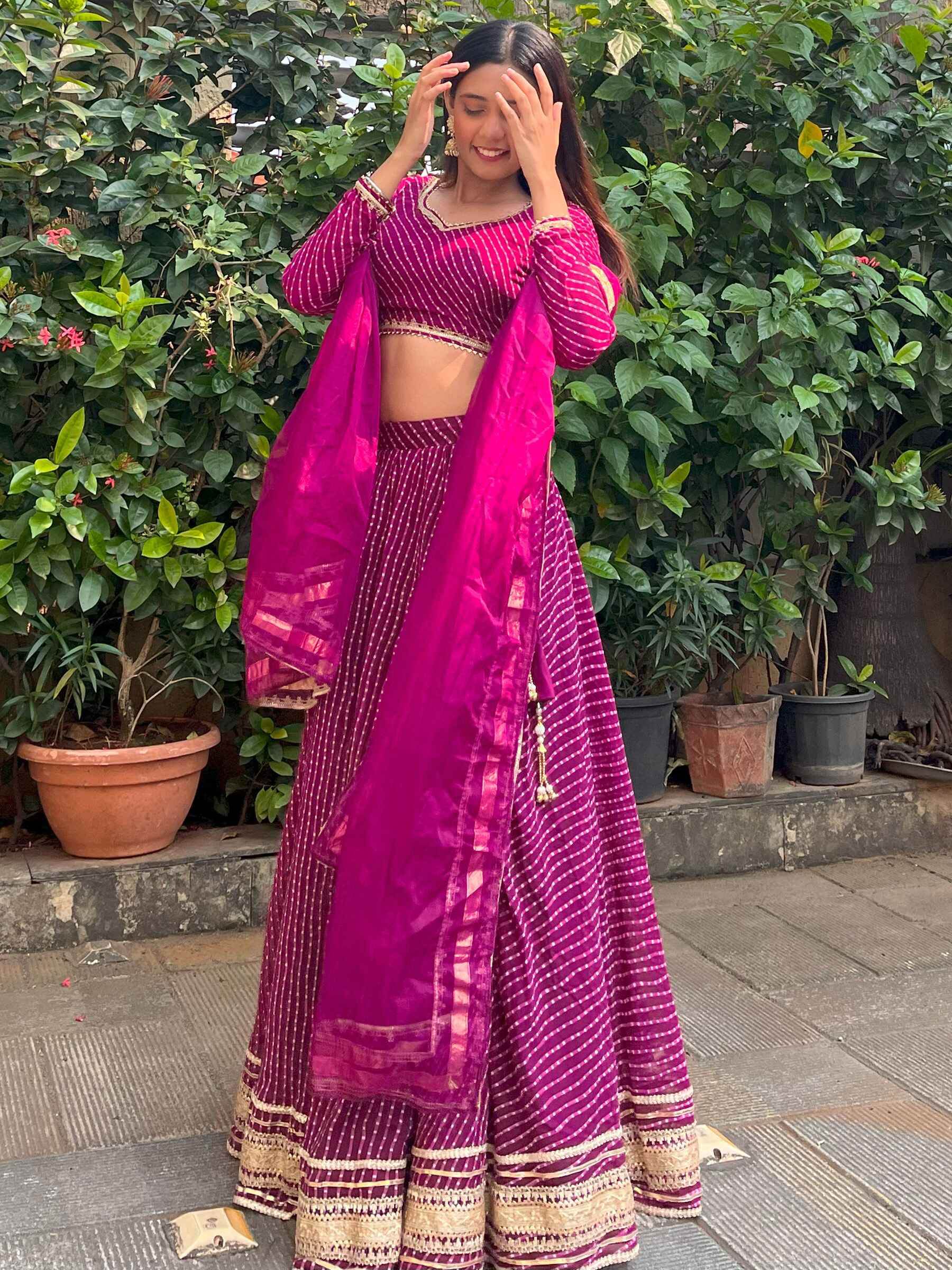 Precious Purple Leheriya Printed Georgette Festival Wear Lehenga Choli - Zeel Clothing