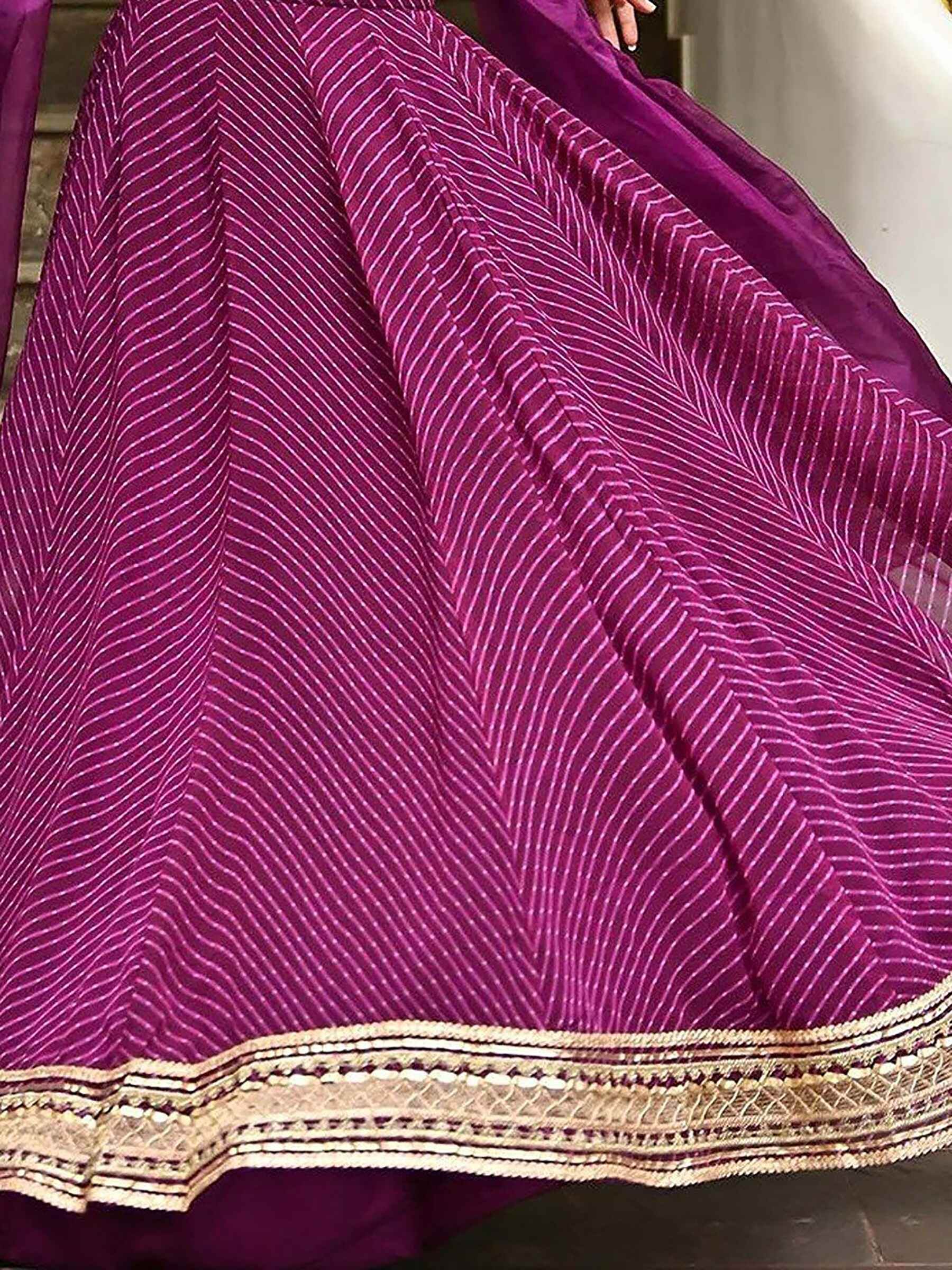 Precious Purple Leheriya Printed Georgette Festival Wear Lehenga Choli - Zeel Clothing