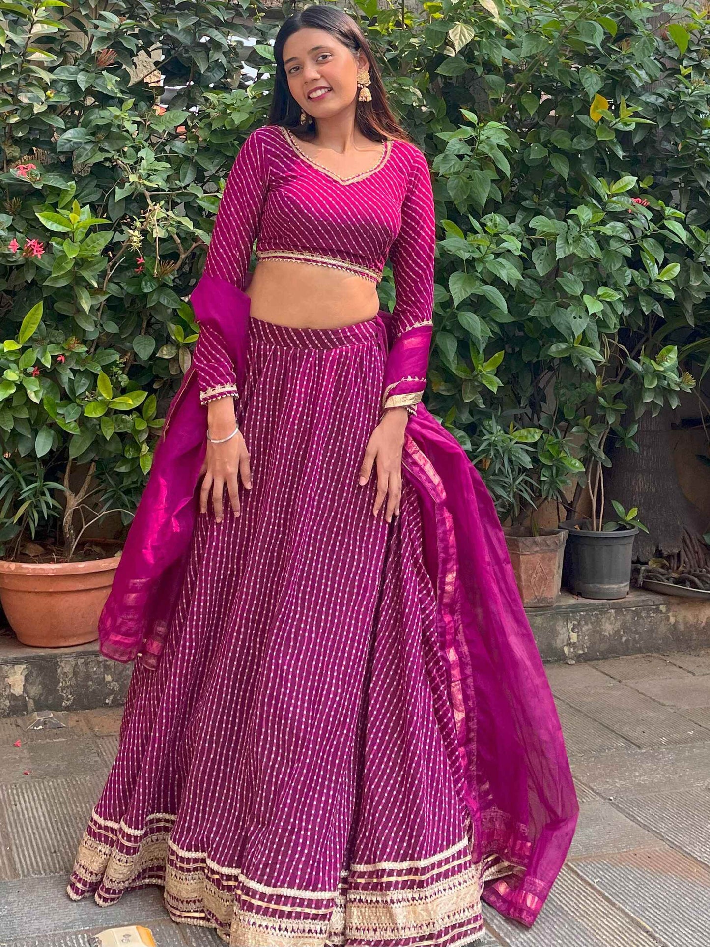 Precious Purple Leheriya Printed Georgette Festival Wear Lehenga Choli - Zeel Clothing
