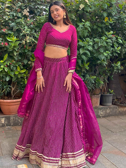 Precious Purple Leheriya Printed Georgette Festival Wear Lehenga Choli - Zeel Clothing