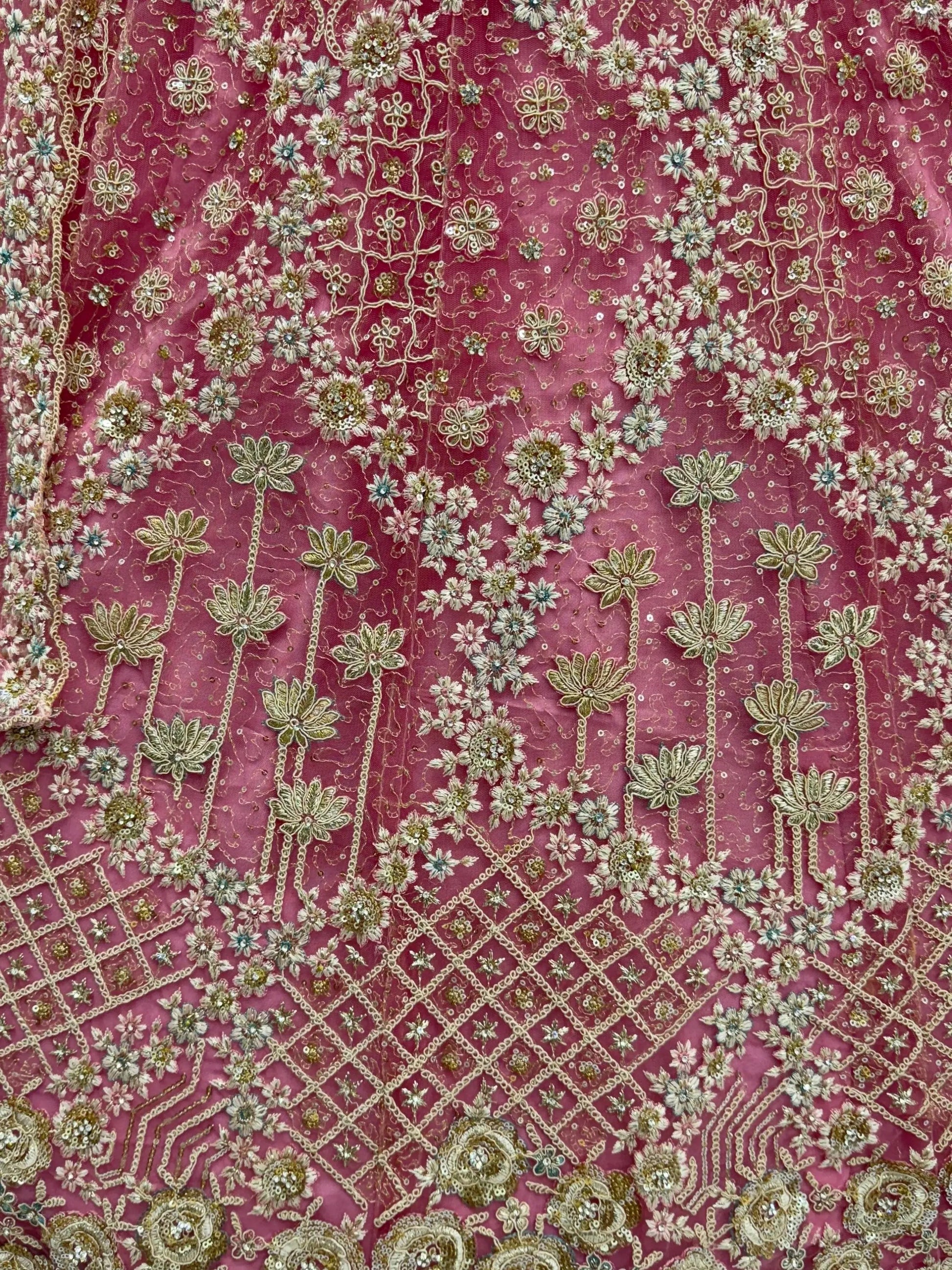 Precious Rose Pink Zircon Work Net Bridesmaid Lehenga Choli With Dupatta - Zeel Clothing