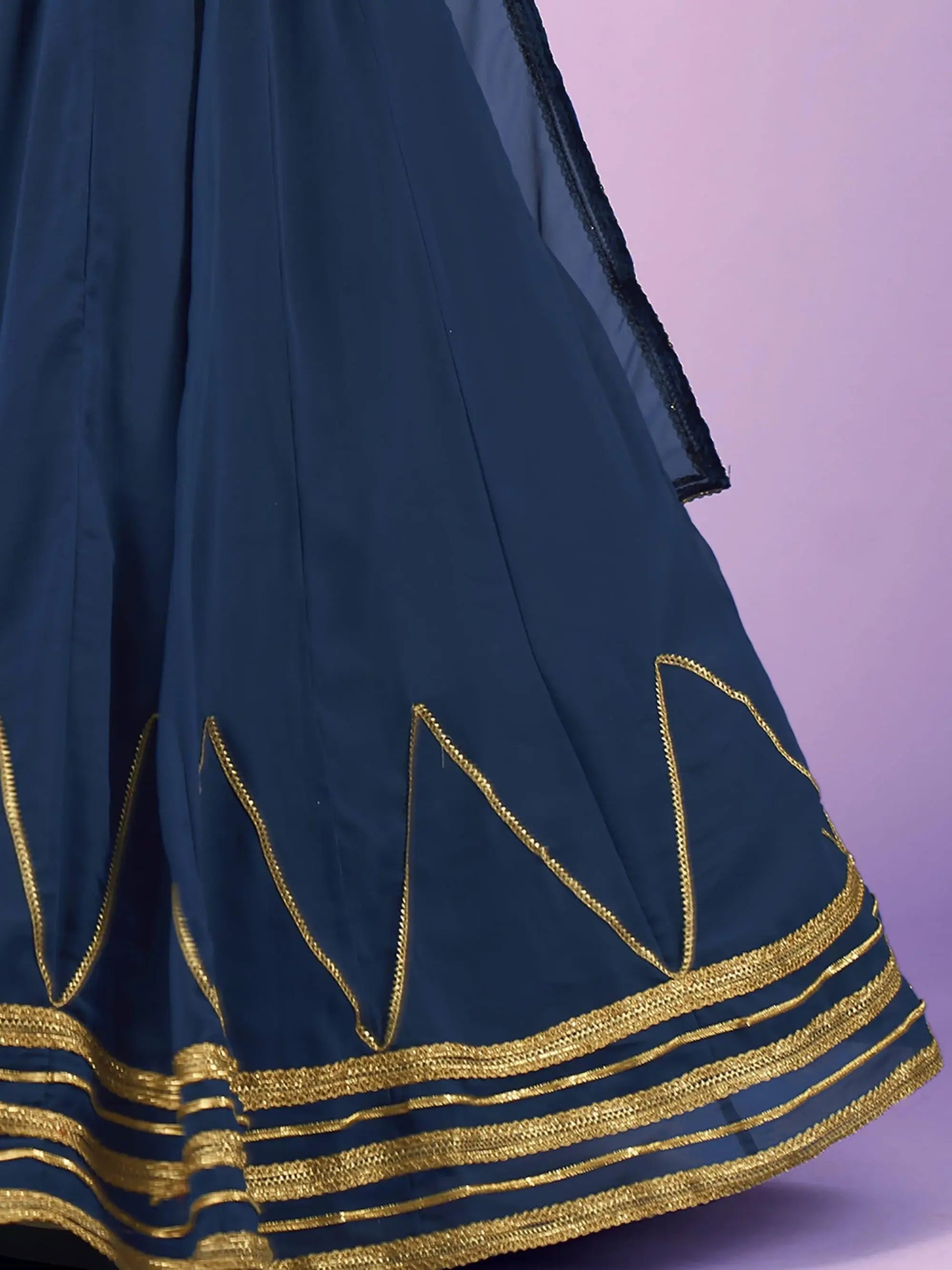 Pretty Navy Blue Gota Georgette Party Wear Lehenga Choli - Zeel Clothing