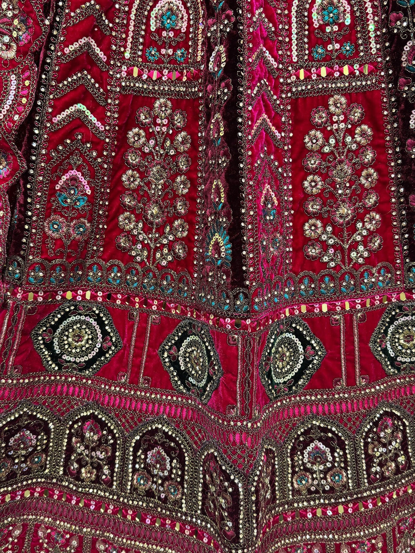 Pretty Pink Thread Work Velvet Bridal Lehenga Choli With Double Dupatta - Zeel Clothing