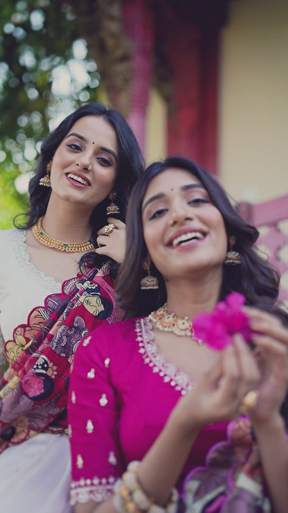 Pink Color Sequins And Thread Embroidery Work Vichitra Silk Lehenga