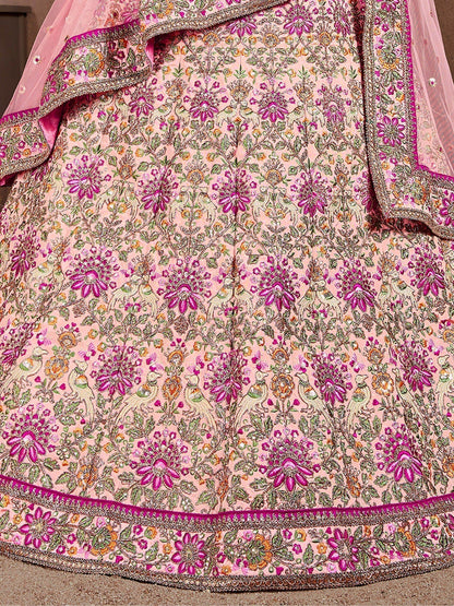 Prominent peach Colored Bridal wear Embroidered Lehenga Choli - Zeel Clothing