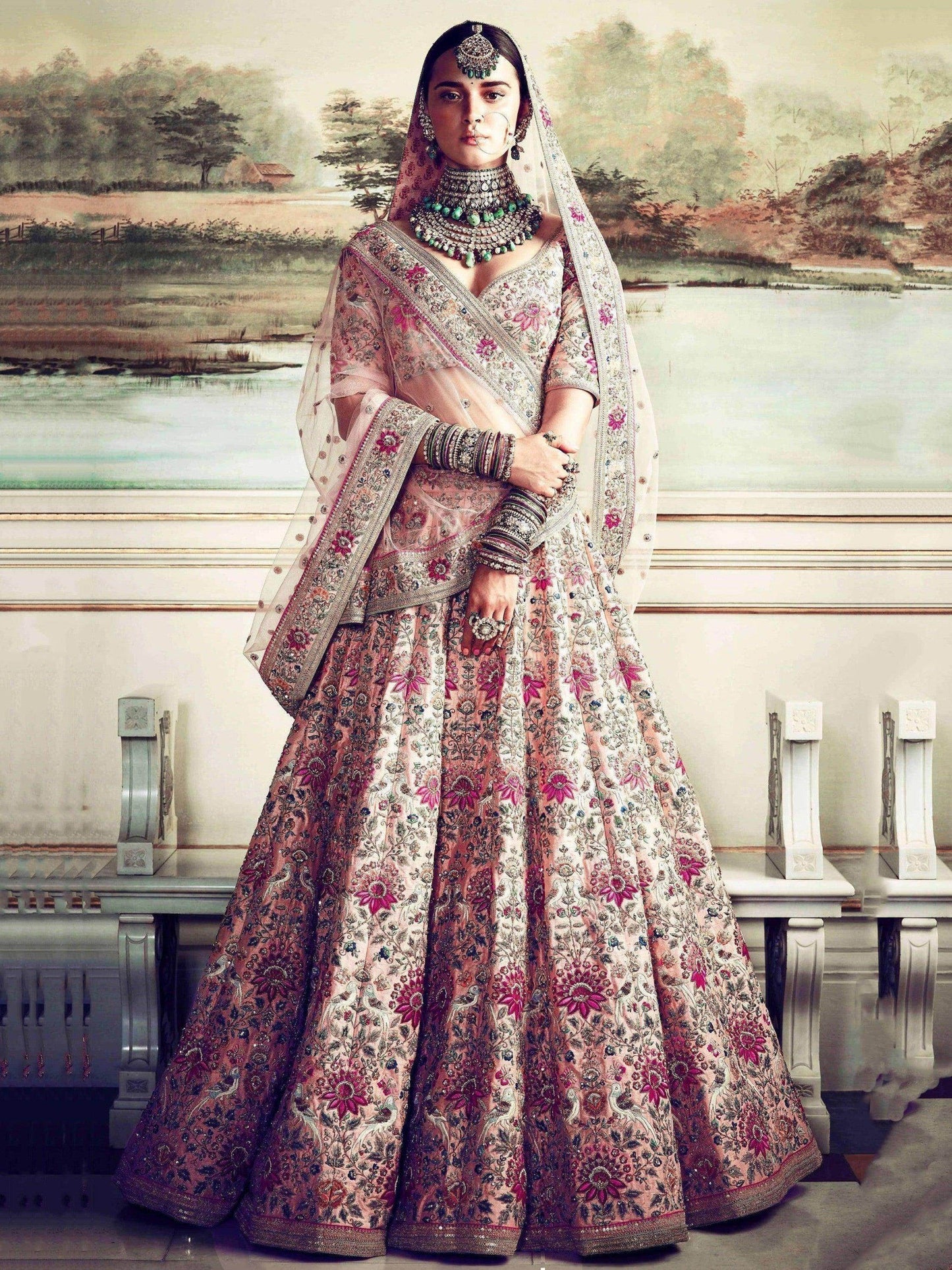 Prominent peach Colored Bridal wear Embroidered Lehenga Choli - Zeel Clothing