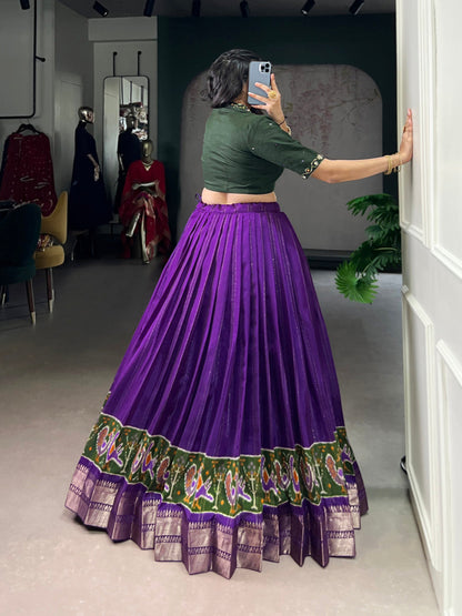 Purple Color Printed With Zari Weaving Work Poly Cotton Co-ord Set