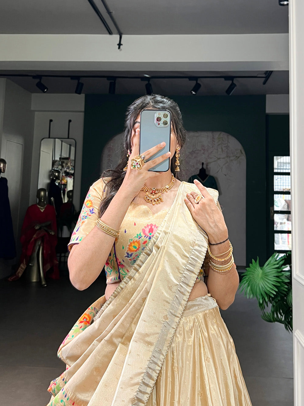 Purple Color Zari Weaving Work Shimmer Lehernga Choli