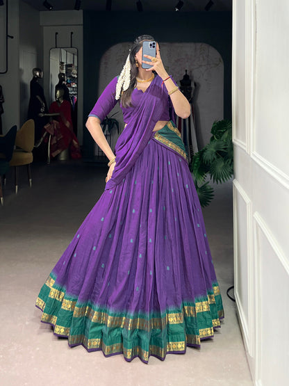 Purple Color Zari Weaving Work Chanderi Lehenga Choli