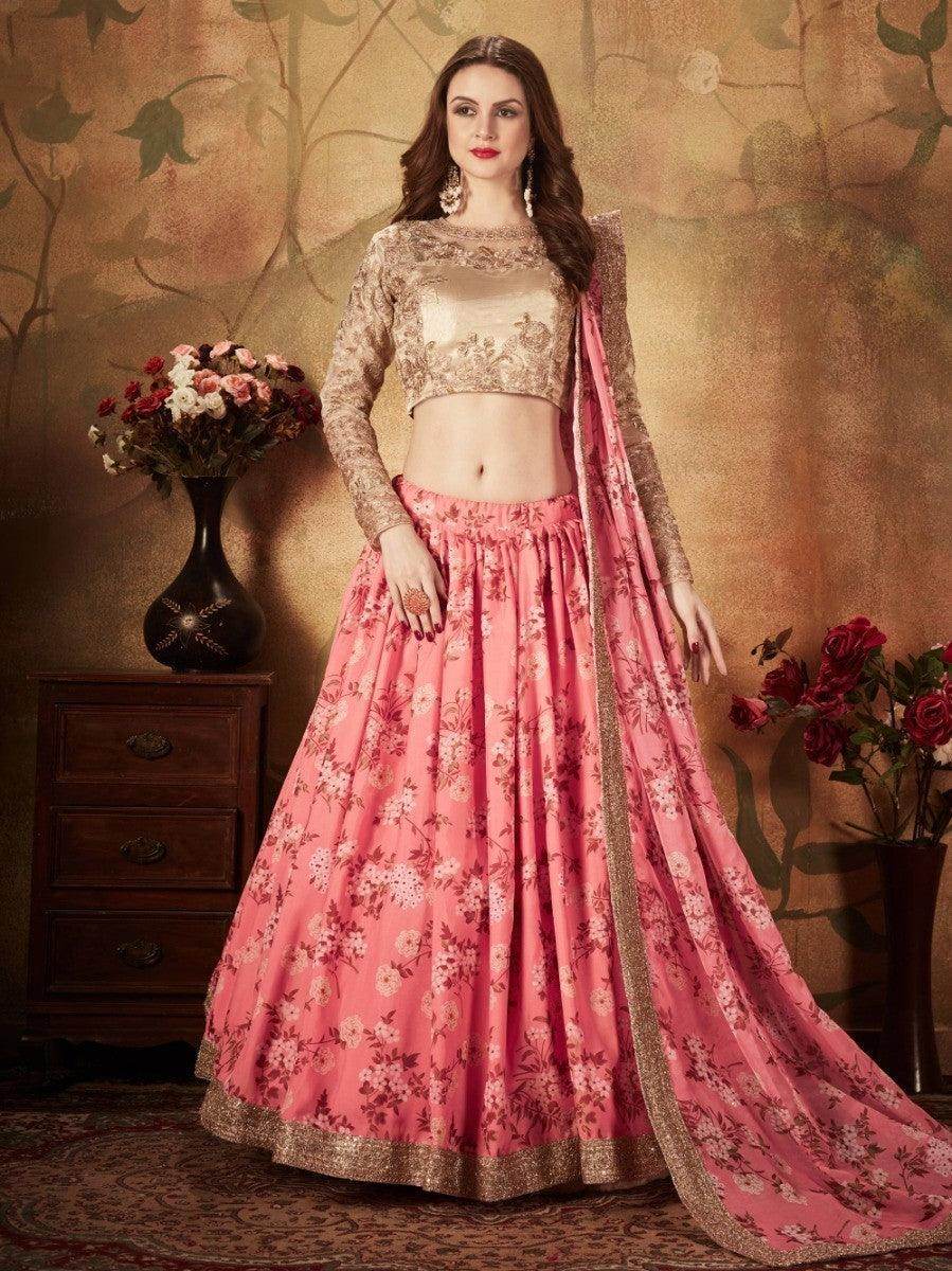Ravishing Pink Sabyasachi Digital Printed Organza Party Wear Lehenga Choli With Blouse - Zeel Clothing