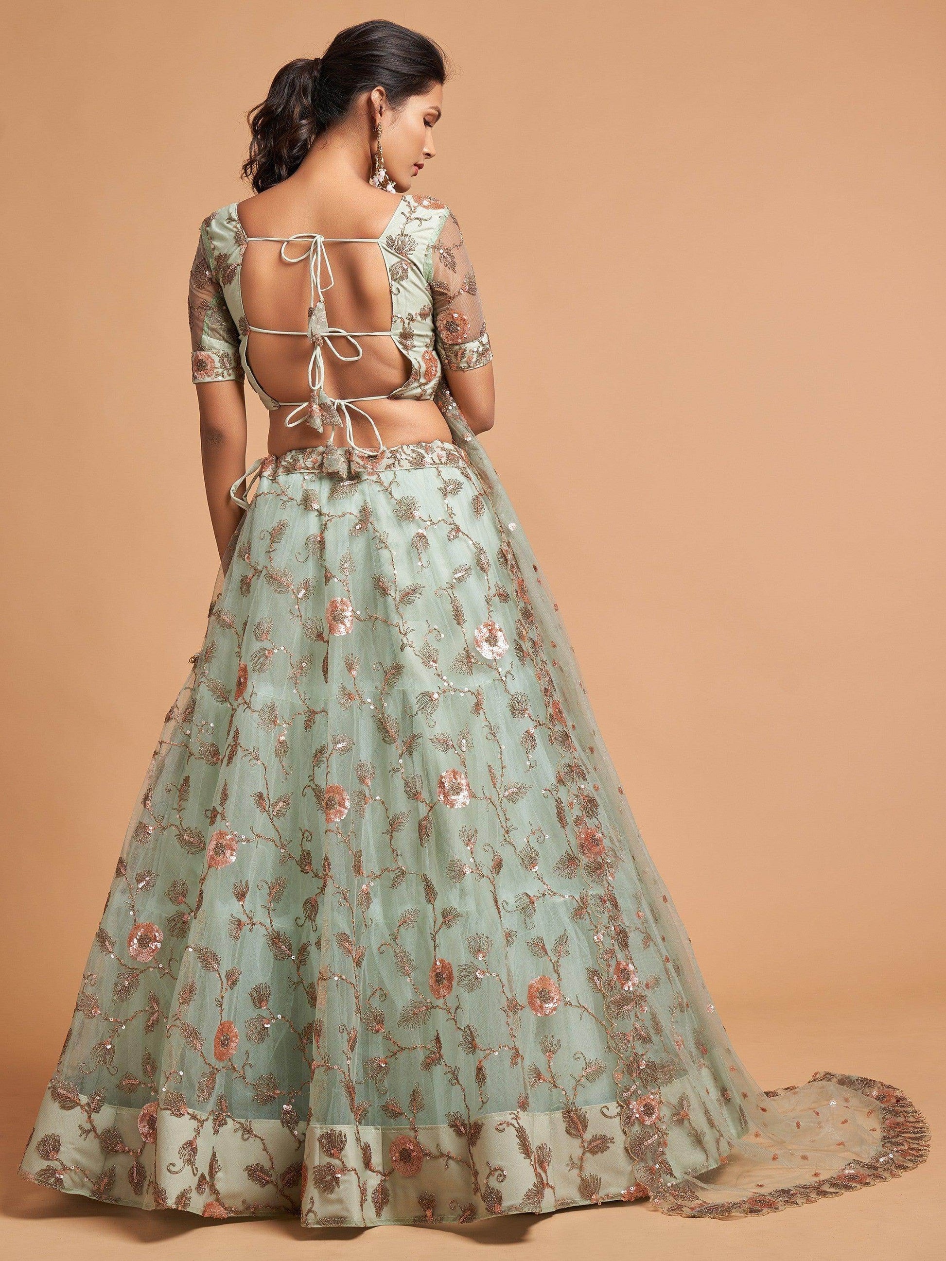Remarkable Pista Green Thread Net Party Wear Lehenga Choli - Zeel Clothing