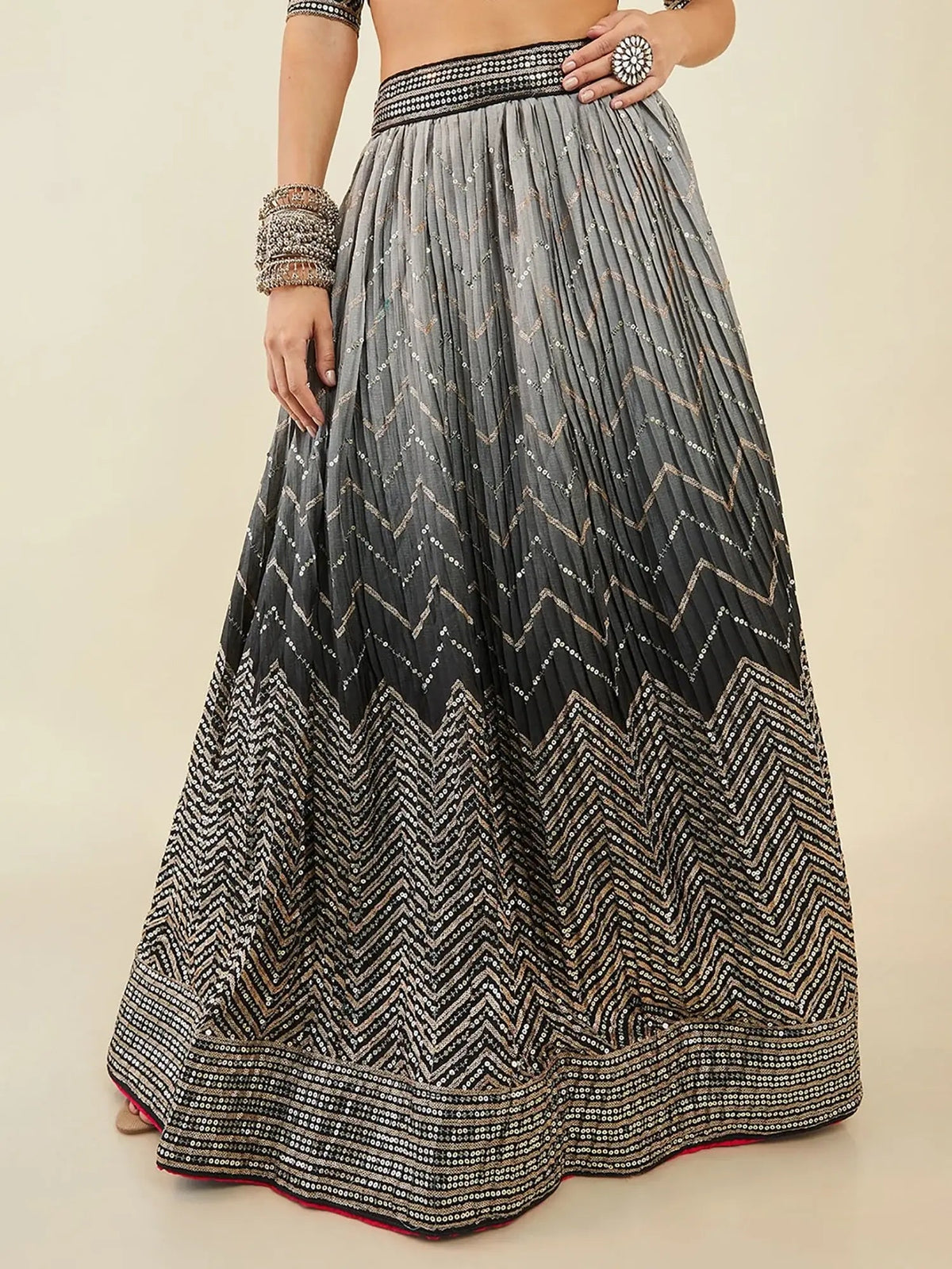 Sparkle Black Sequins Art Silk Cocktail Party Wear Lehenga Choli - Zeel Clothing