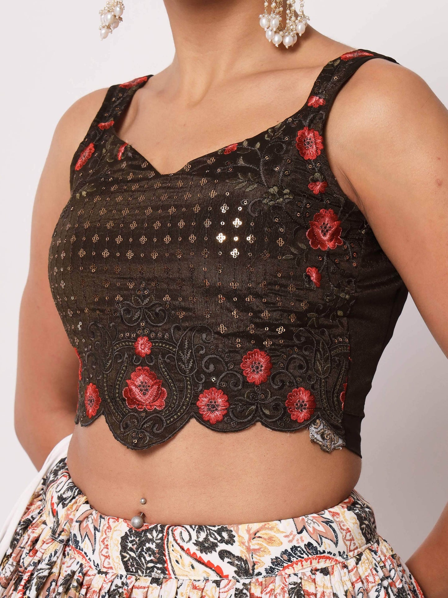 Spectacular White Digital Printed Art Silk Navratri Lehenga Choli - Zeel Clothing