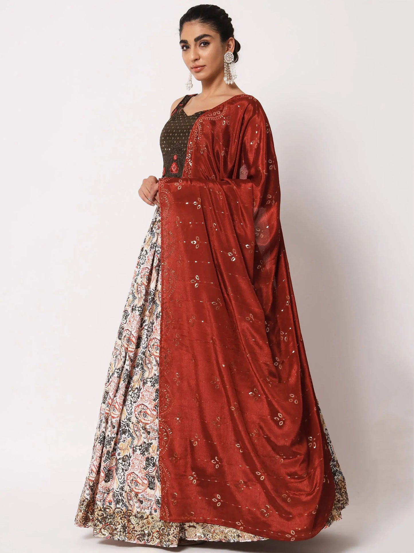 Spectacular White Digital Printed Art Silk Navratri Lehenga Choli - Zeel Clothing