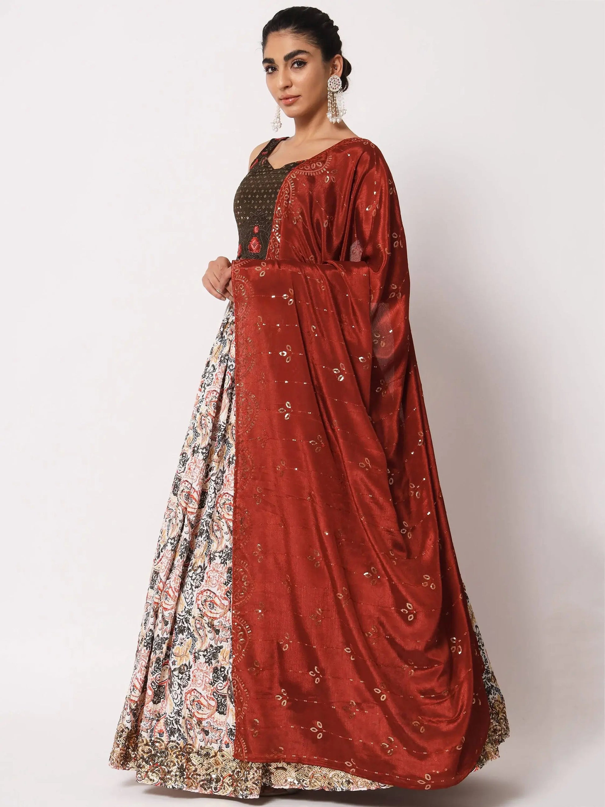 Spectacular White Digital Printed Art Silk Navratri Lehenga Choli - Zeel Clothing