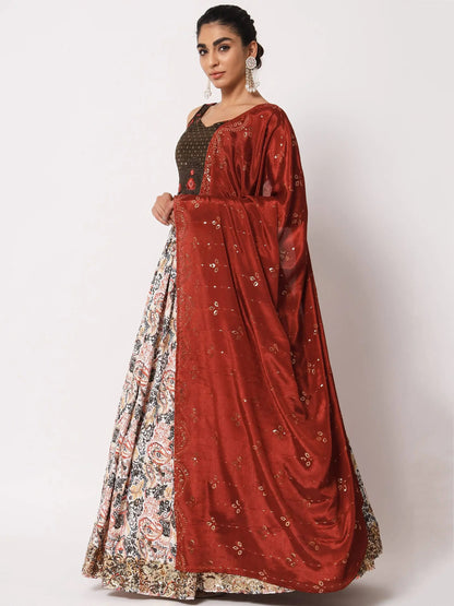 Spectacular White Digital Printed Art Silk Navratri Lehenga Choli - Zeel Clothing