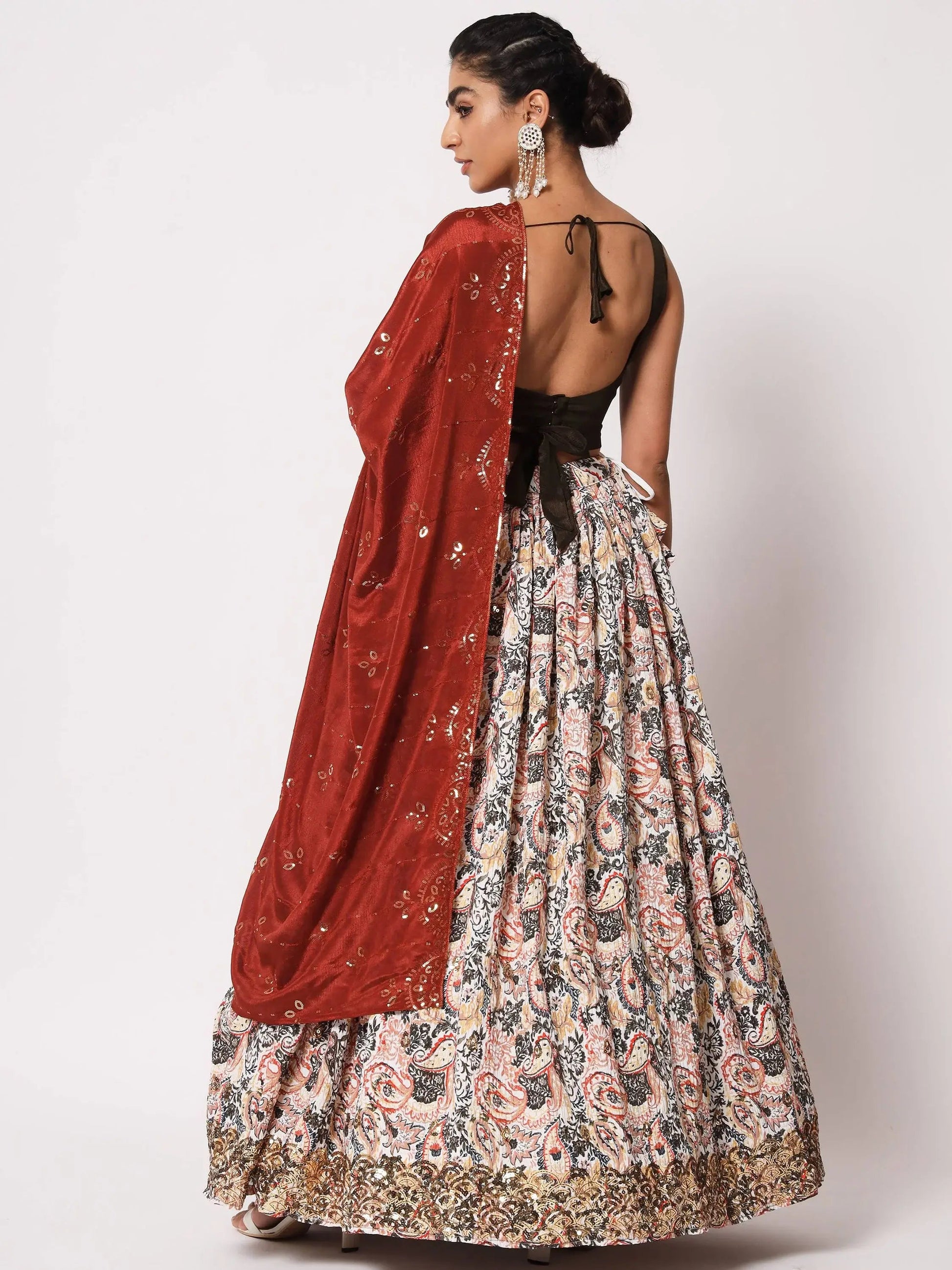 Spectacular White Digital Printed Art Silk Navratri Lehenga Choli - Zeel Clothing