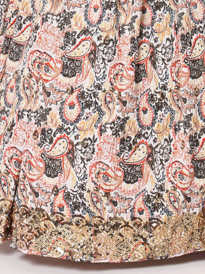 Spectacular White Digital Printed Art Silk Navratri Lehenga Choli - Zeel Clothing