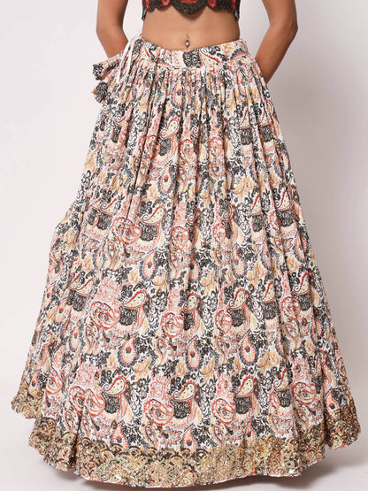 Spectacular White Digital Printed Art Silk Navratri Lehenga Choli - Zeel Clothing