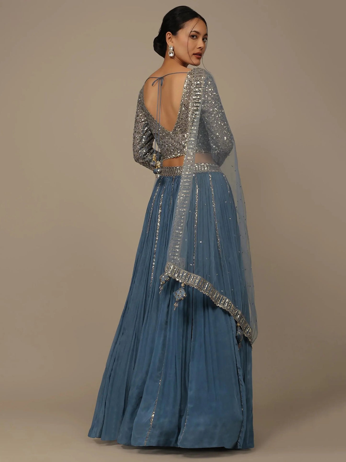 Stunning Blue Sequins Georgette Reception Wear Lehenga Choli - Zeel Clothing