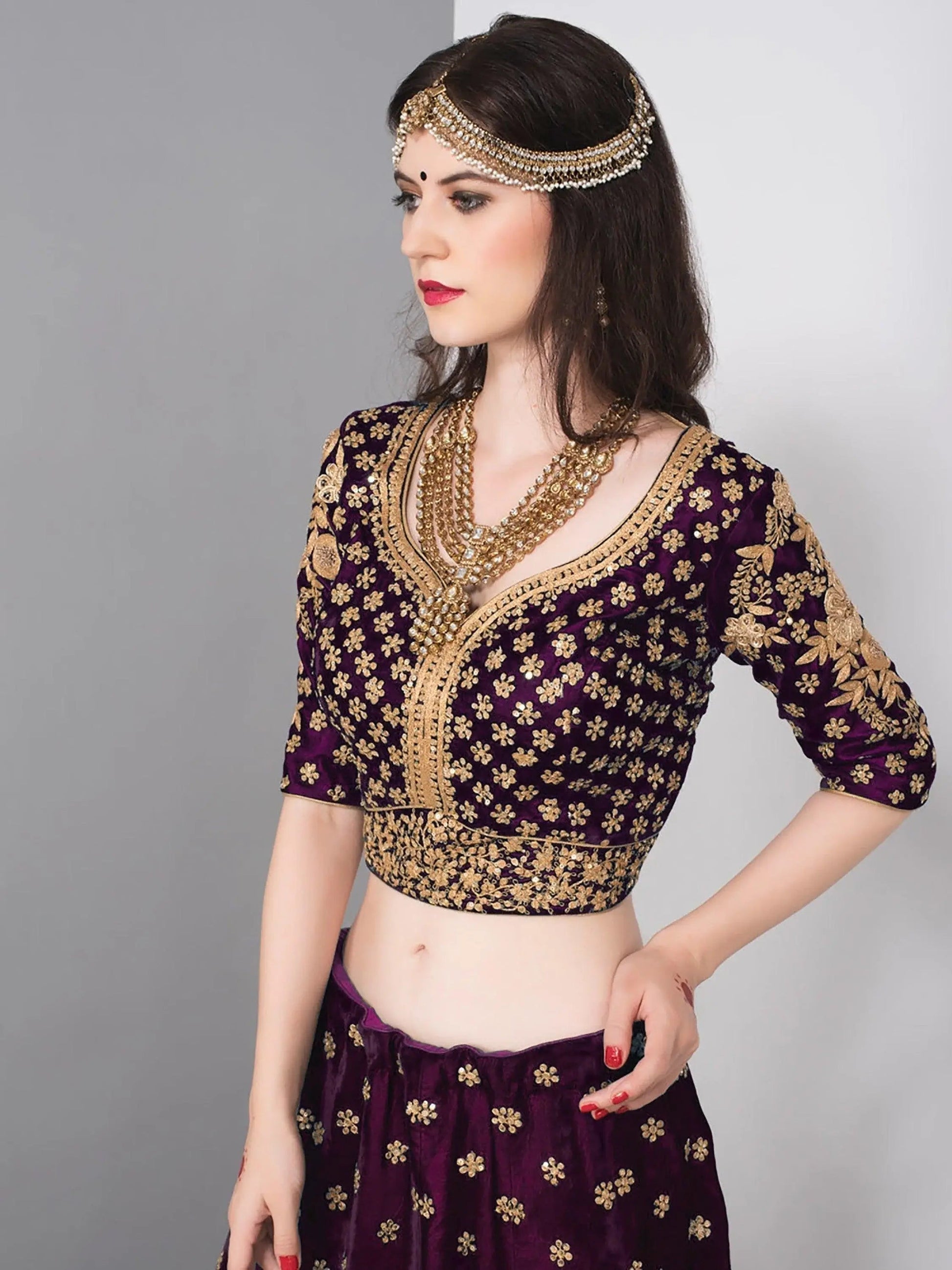 Stunning Purple Colored Partywear Embroidered Lehenga Choli - Zeel Clothing