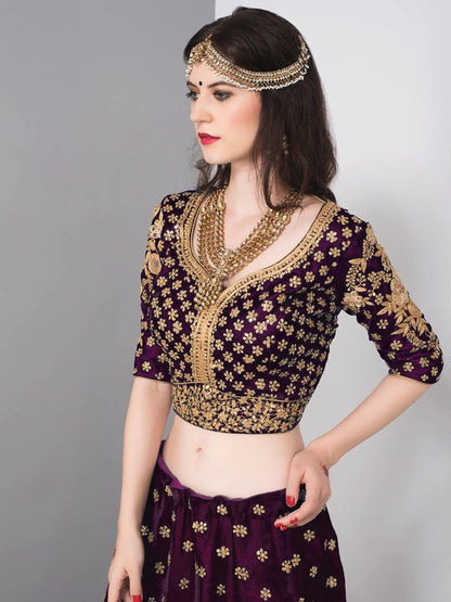 Stunning Purple Colored Partywear Embroidered Lehenga Choli - Zeel Clothing