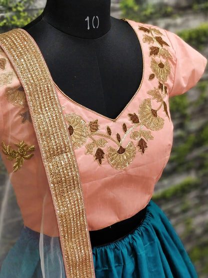 Stunning Rama Colored Floral Embroidered Lehenga Choli - Zeel Clothing