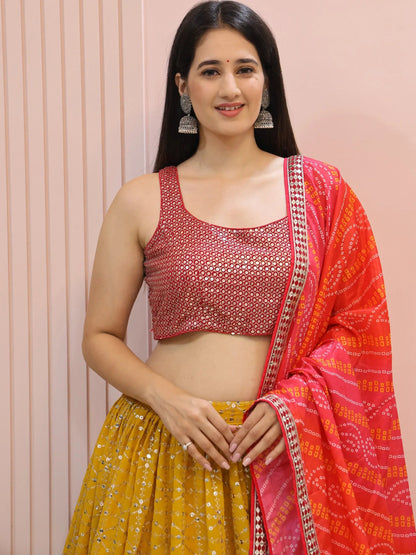 Stunning Yellow Zari Work Georgette Haldi Wear Lehenga With Blouse - Zeel Clothing