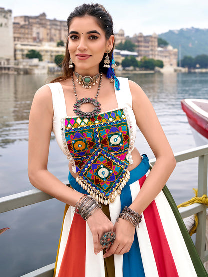 Multi Color Gota Patti Lace Border Rayon Co-ord Set Chaniya Choli