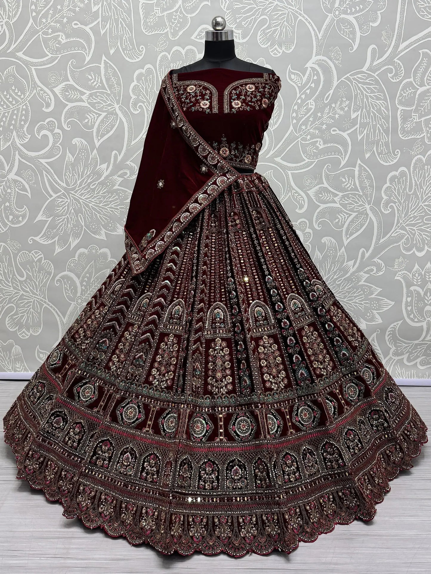 Superb Maroon Dori Work Bridal Lehenga Choli With Double Dupatta - Zeel Clothing