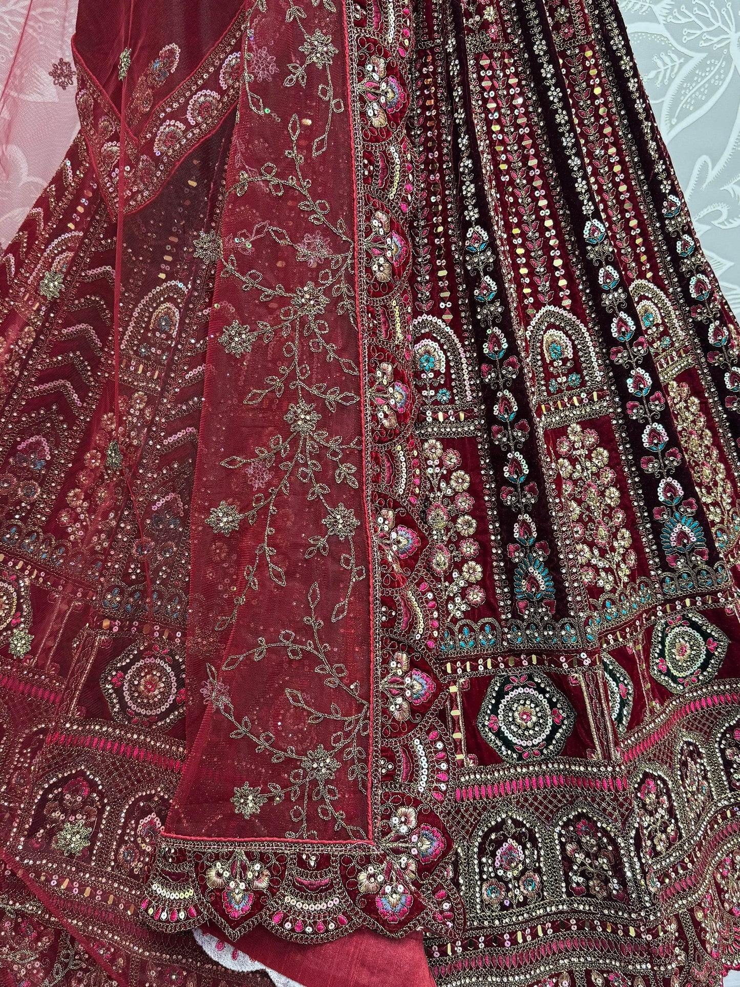 Superb Maroon Dori Work Bridal Lehenga Choli With Double Dupatta - Zeel Clothing