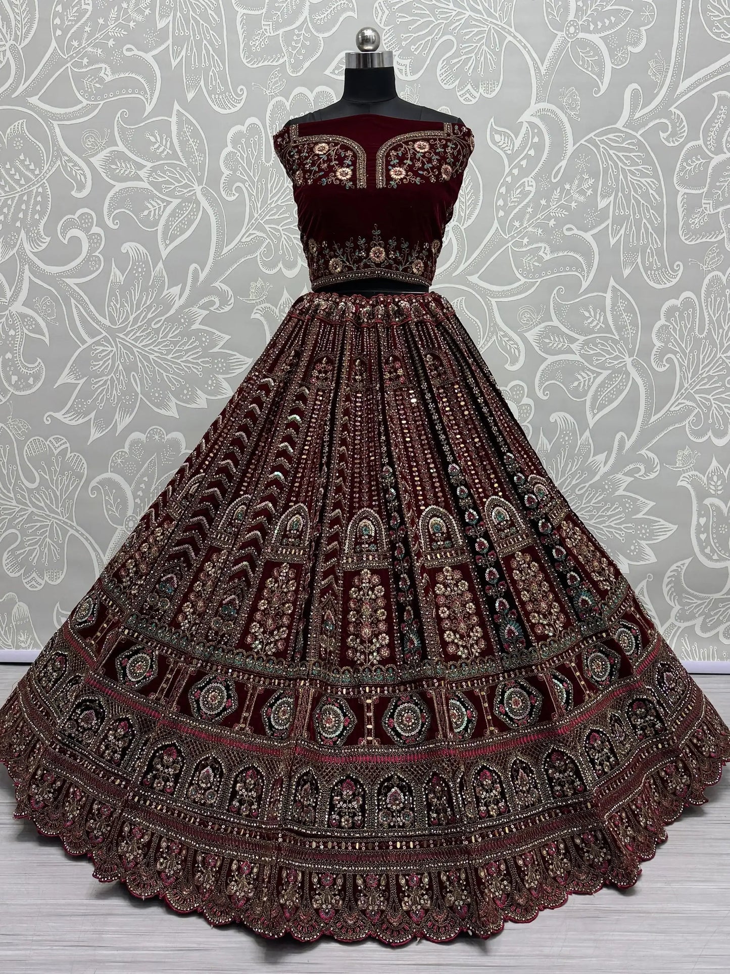 Superb Maroon Dori Work Bridal Lehenga Choli With Double Dupatta - Zeel Clothing