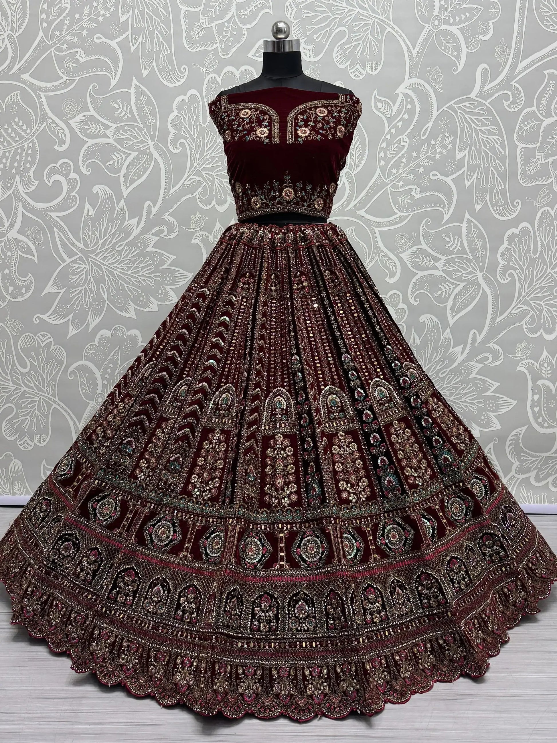 Superb Maroon Dori Work Bridal Lehenga Choli With Double Dupatta - Zeel Clothing