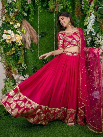Superb Pink Sequin Embroidered Georgette Engagement Wear Lehenga Choli - Zeel Clothing