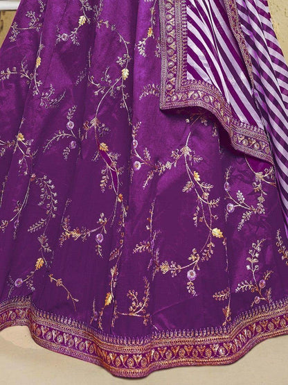 Sweet Purple Embroidered Silk Engagement Wear Lehenga Choli - Zeel Clothing