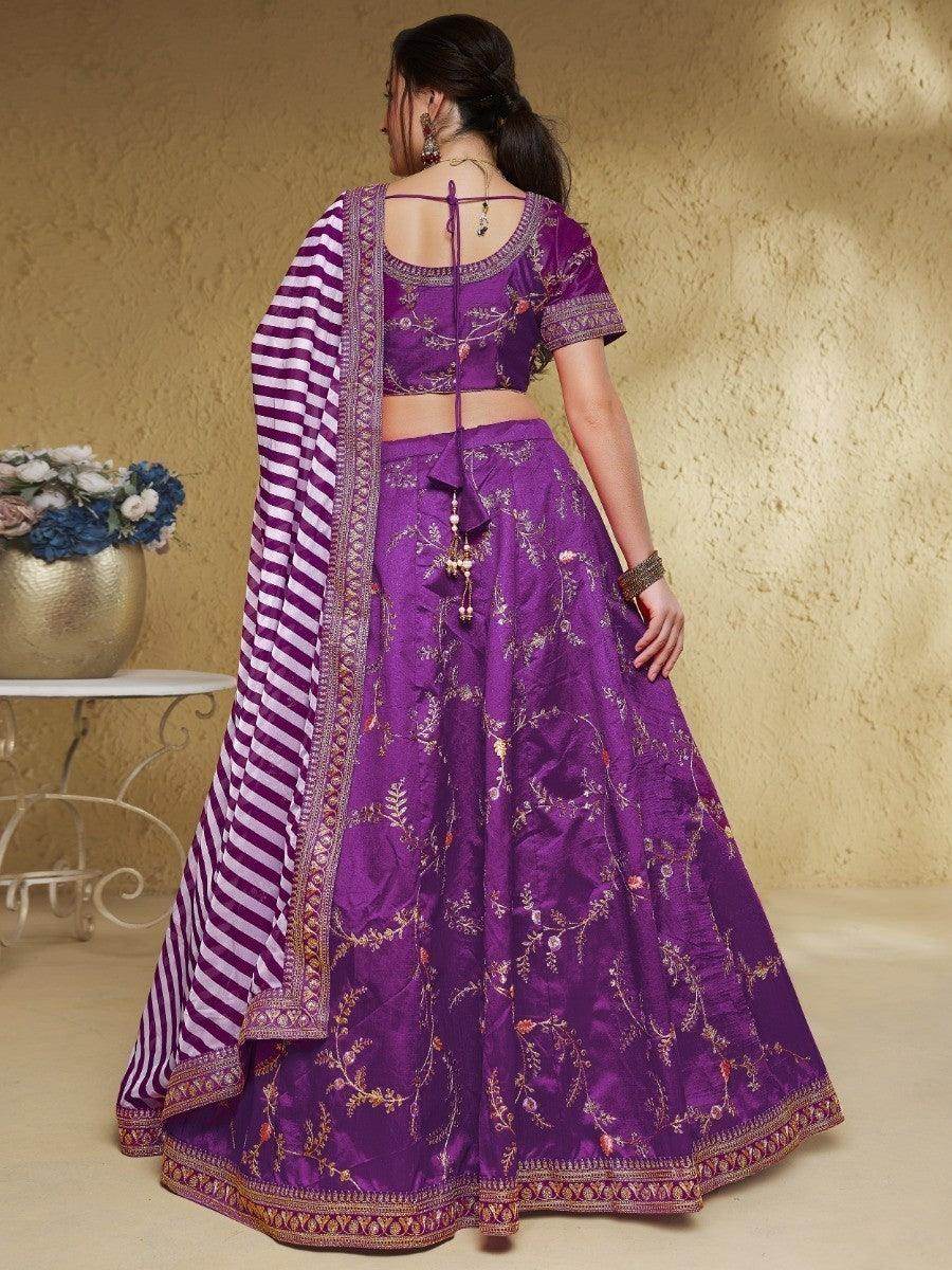 Sweet Purple Embroidered Silk Engagement Wear Lehenga Choli - Zeel Clothing