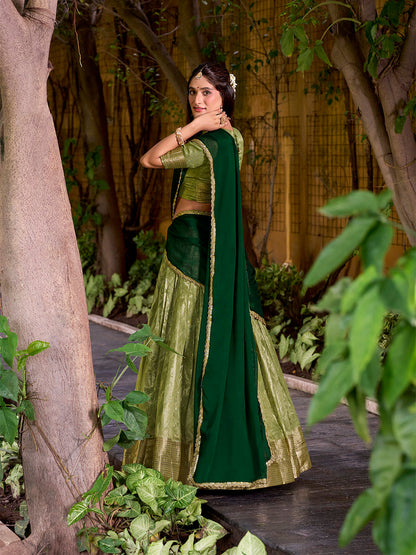 Pista Color Zari Weaving Work Dupion Silk Lehenga Choli
