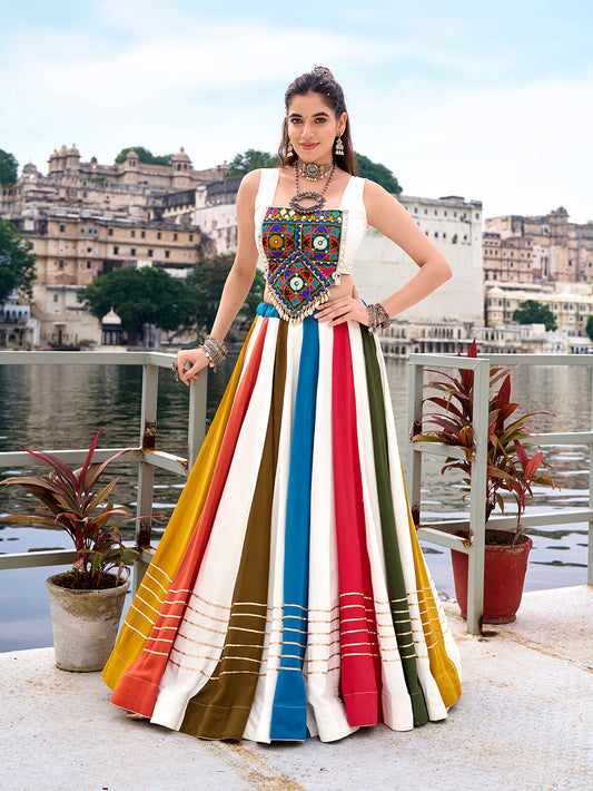 Multi Color Gota Patti Lace Border Rayon Co-ord Set Chaniya Choli