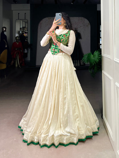 Off White Color Lace Touch Up Vichitra Silk Co-Ord Set